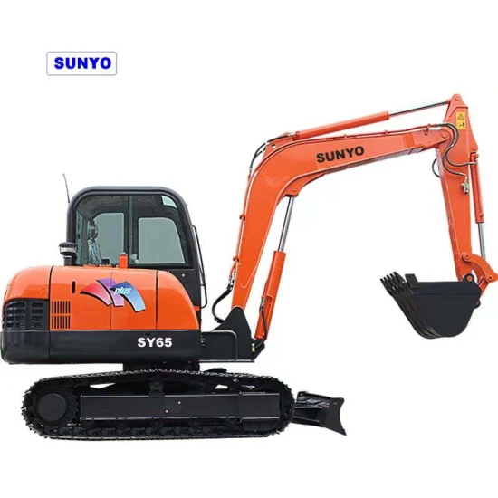 A miniescavadeira Sunyo Excavator Sy65 é uma escavadeira hidráulica de esteira como retroescavadeira e minicarregadeira.